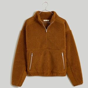 Madewell Women’s Faux Shearling Half-Zip Pullover Size XL